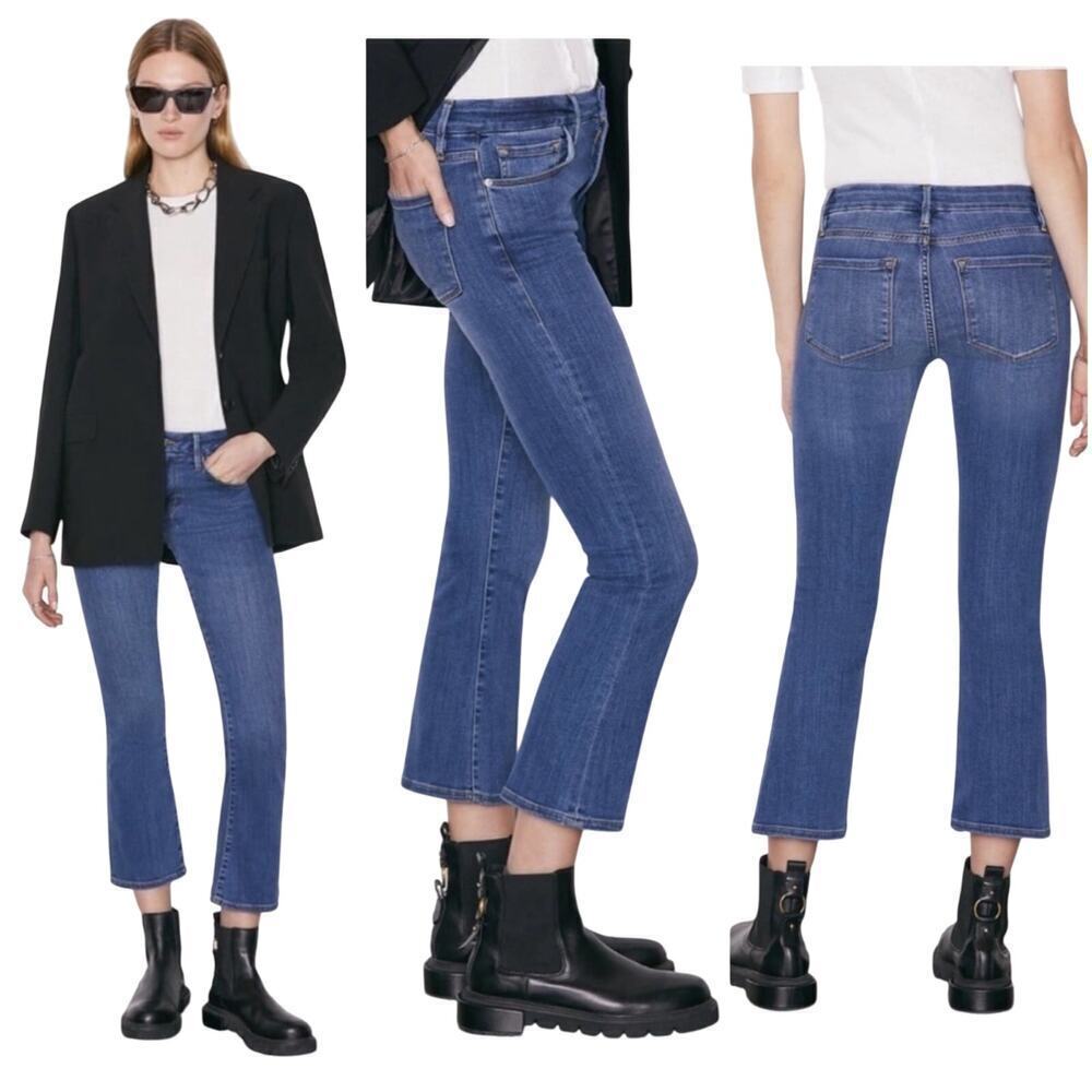 FRAME Jeans Le Crop Mini Boot Bootcut Denim Pants Medium Wash Somerset Blue 30